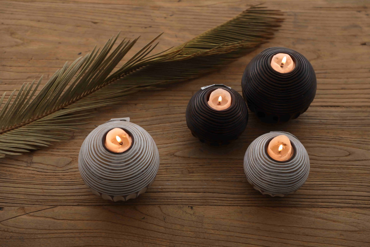Home decor light brown white wood resin candle holders minimalist decor handmade candlesticks for coffee table decor