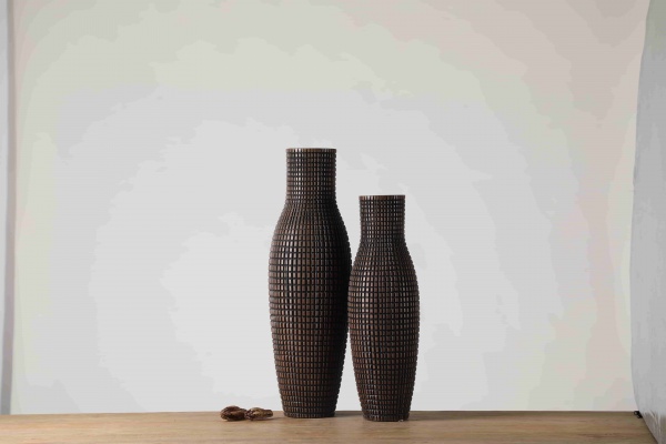 Popular vintage wood design resin ornament crafts decoration tall vase home decor luxury resin flower vase