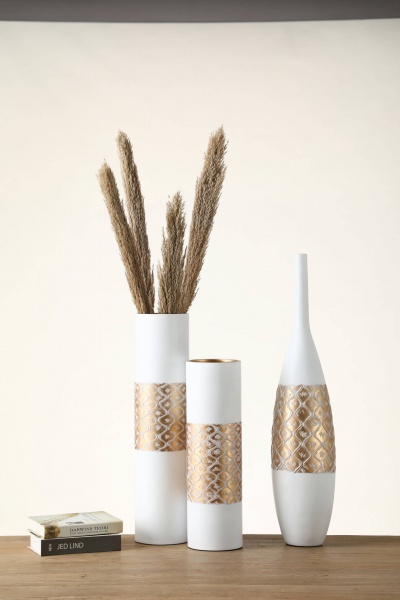 Wholesale Luxury Nordic Modern Home Hotel Decorative White and Gold Flower Vase Tall Table Decoration Vase for Flower