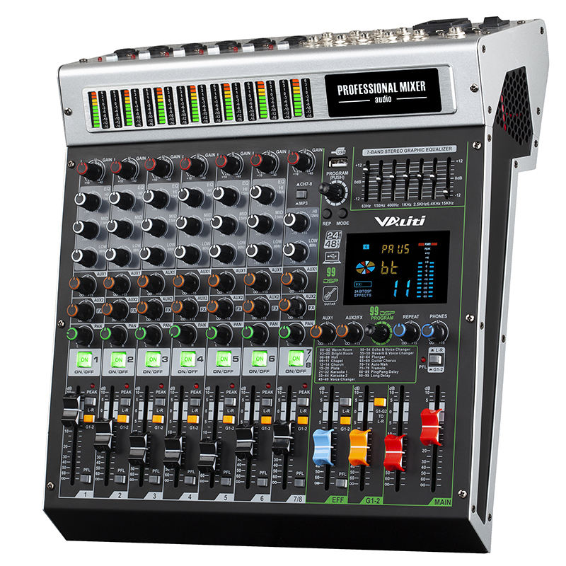 8路调音台 8路+两编组+24DSP效果+MP3+蓝牙+USB录音MW-82U