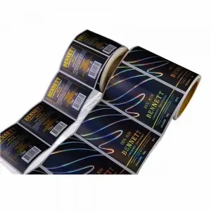 Laser cold gold and silver film reserve sticker label for red wine glass bottle