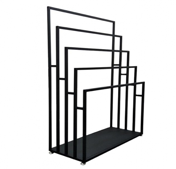 Clothing store promotional poster display rack, retail store metal display rack, black powder coating process display rack