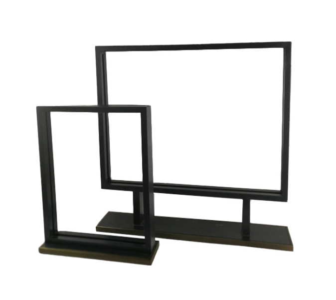 Clothing store promotional poster display rack, retail store metal display rack, black powder coating process display rack