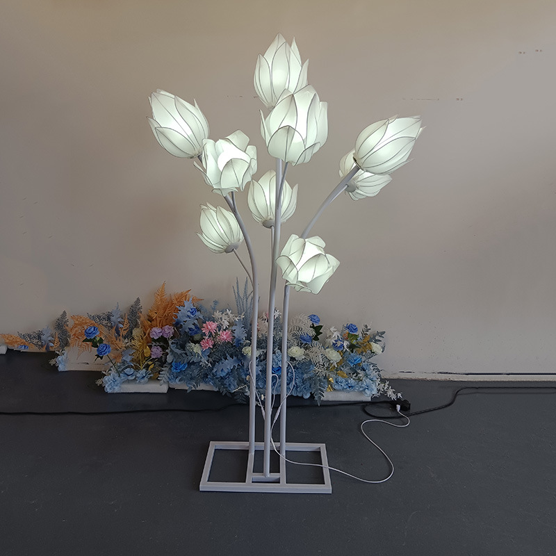 Lamp magnolia wrought iron stretch cloth luminous ornaments background window decoration creative
