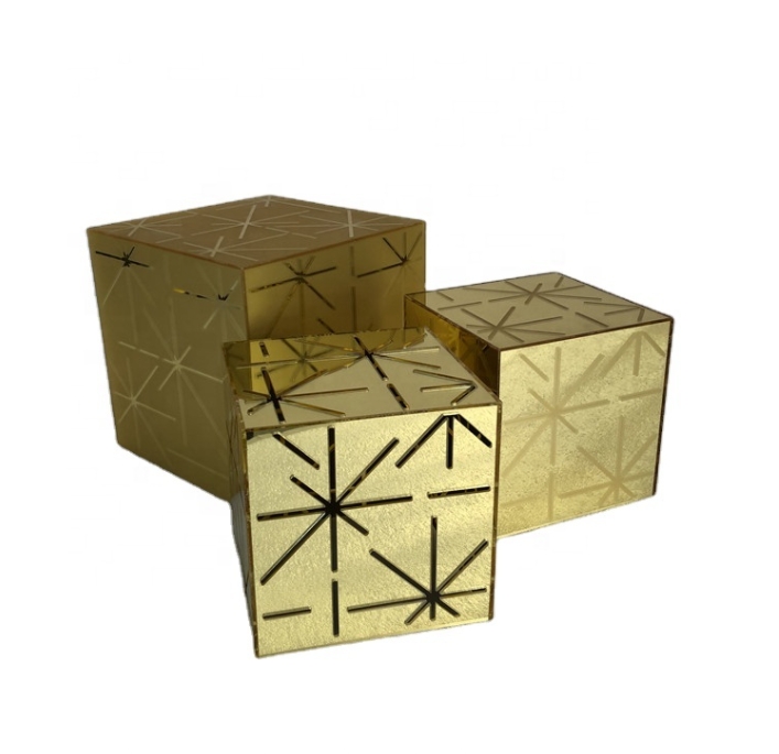 Golden acrylic cube hollow craftsmanship display prop set display stacking box