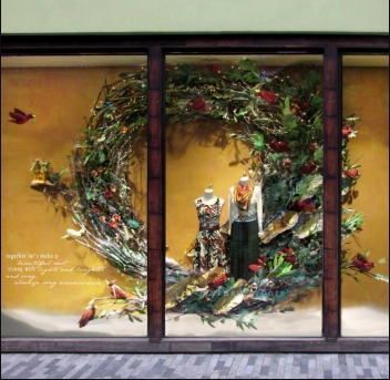 Recommended Display of Giant Christmas Wreath Window Display