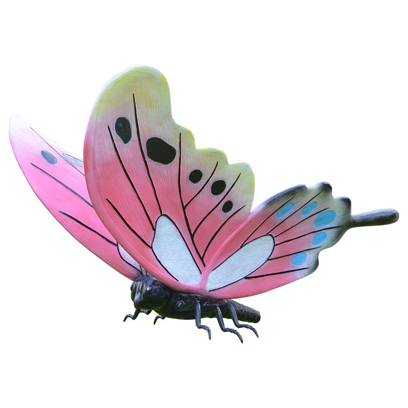Luminous butterfly ornaments glass fiber reinforced plastic sculpture outdoor garden landscape simulation animal park forest activity night scene props