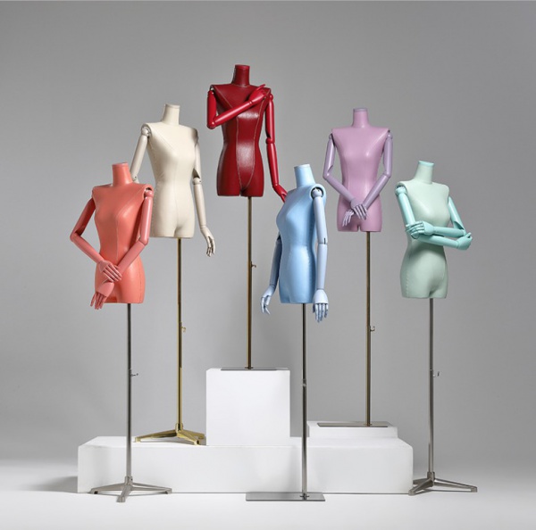 Half body mannequins with metal support base