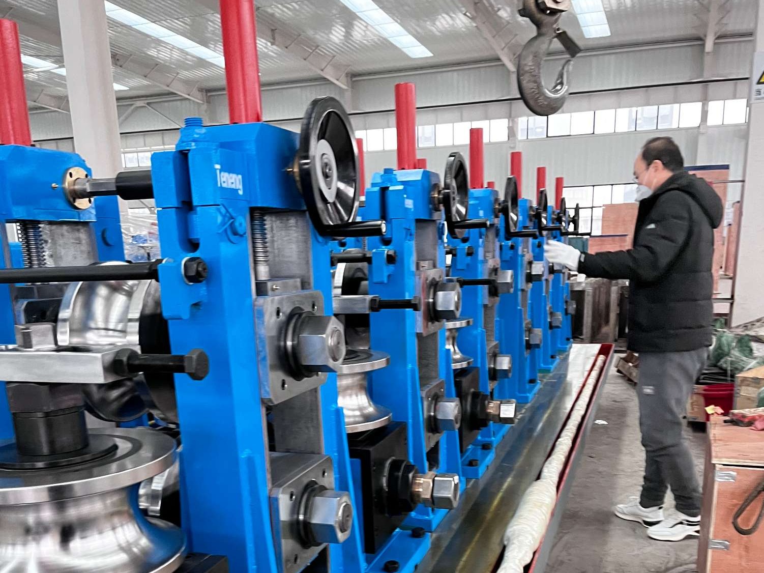 carbon steel pip making machine testing running before shipment hebei ais machinery