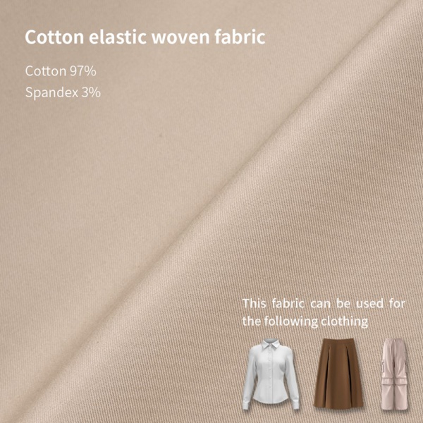 Cotton elastic  woven fabric