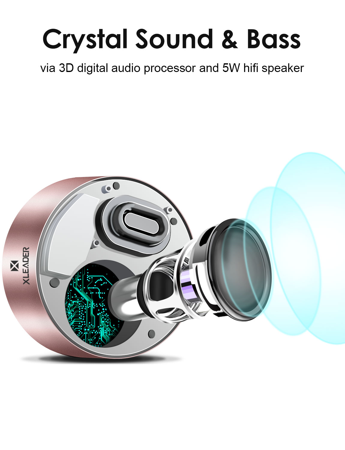 XLeader A8 Bluetooth Speaker-Rose Gold