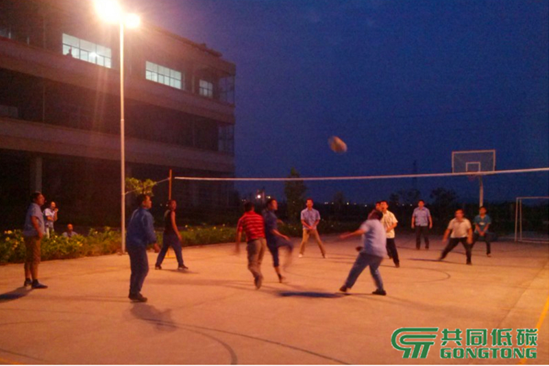Wonderful volleyball game under the lights