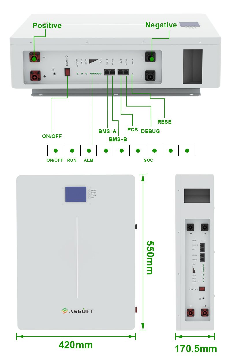 Wall-mounted home lifepo4 battery