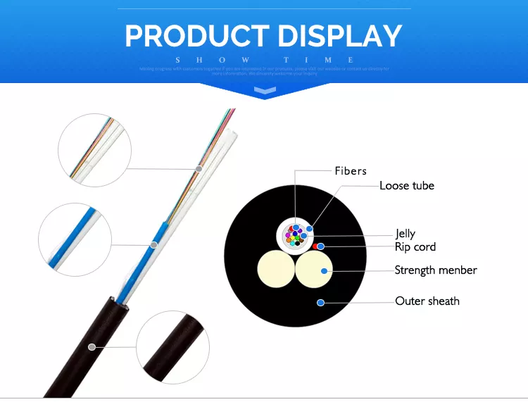 6 12 Cores Mini ADSS cable ASU cable span 80m/100m/120m aerial installation fiber optic cable 