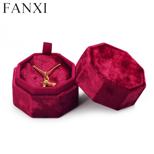 TC-H084 Red flannelette velvet jewelry pendant packaging box