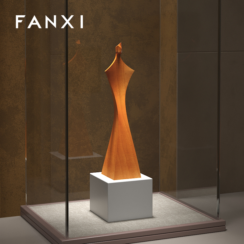 FANXI high quality Wood color and solid wood jewelry display mannequin