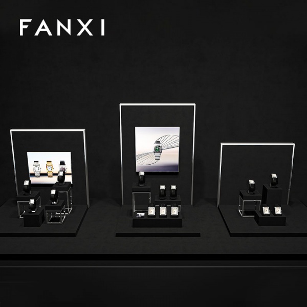 FANXI new arrival Black and Mirror Silver Watch combination set
