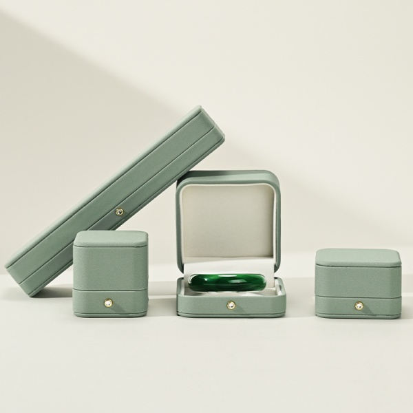 H155 FANXI High end Green leather Velvet jewelry box