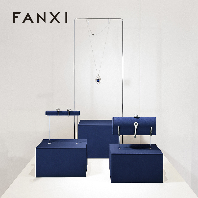 TT475 FANXI Fashion Blue Metal Jewelry display set