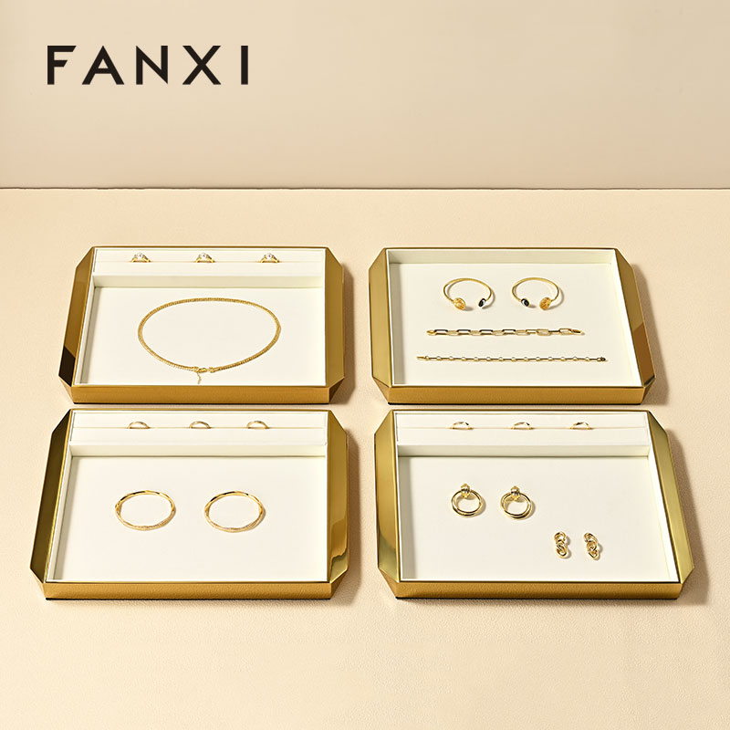 P209 FANXI Hot sale shiny gold metal Jewelry Display Plate