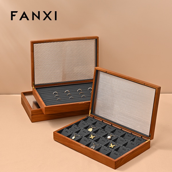 X071 FANXI Hot sale dark gray PU leather Jewelry case