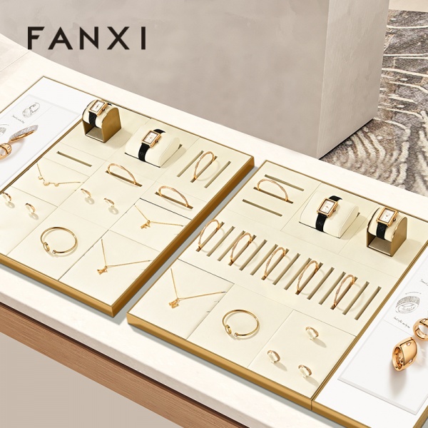 P194 FANXI Hot sale Beige Metal Jewelry display tray