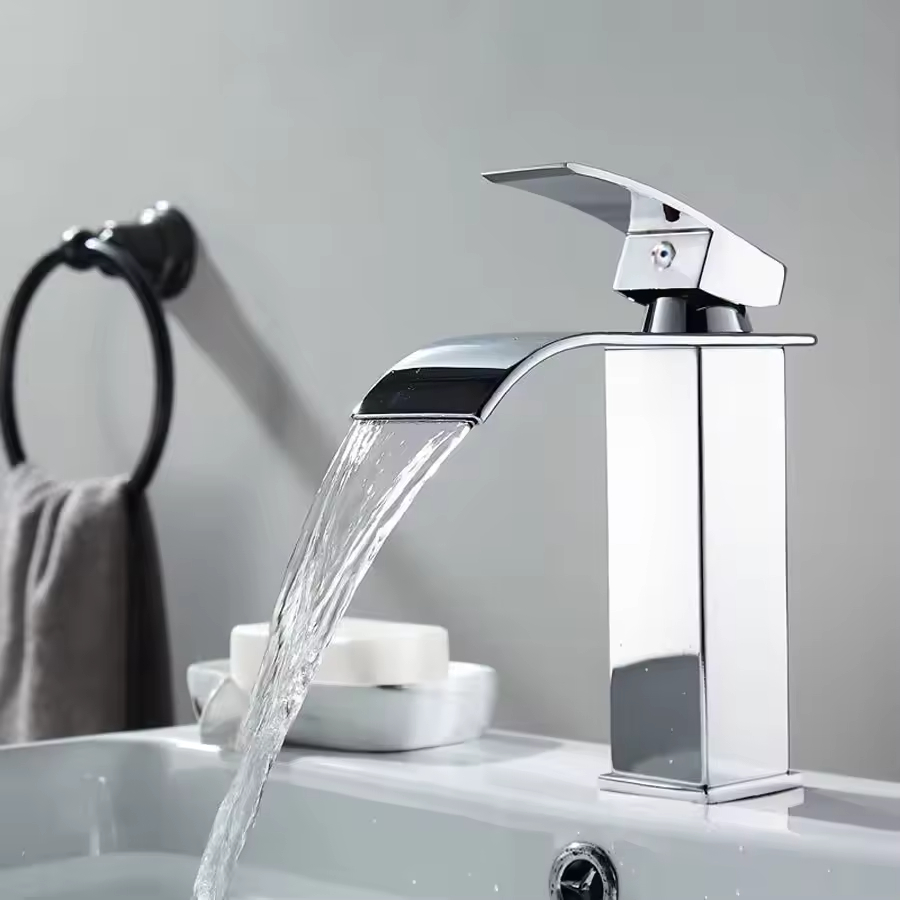 Modern minimalist waterfall faucet, washbasin, basin, hot and cold water waterfall style countertop faucet, hot and cold water faucet