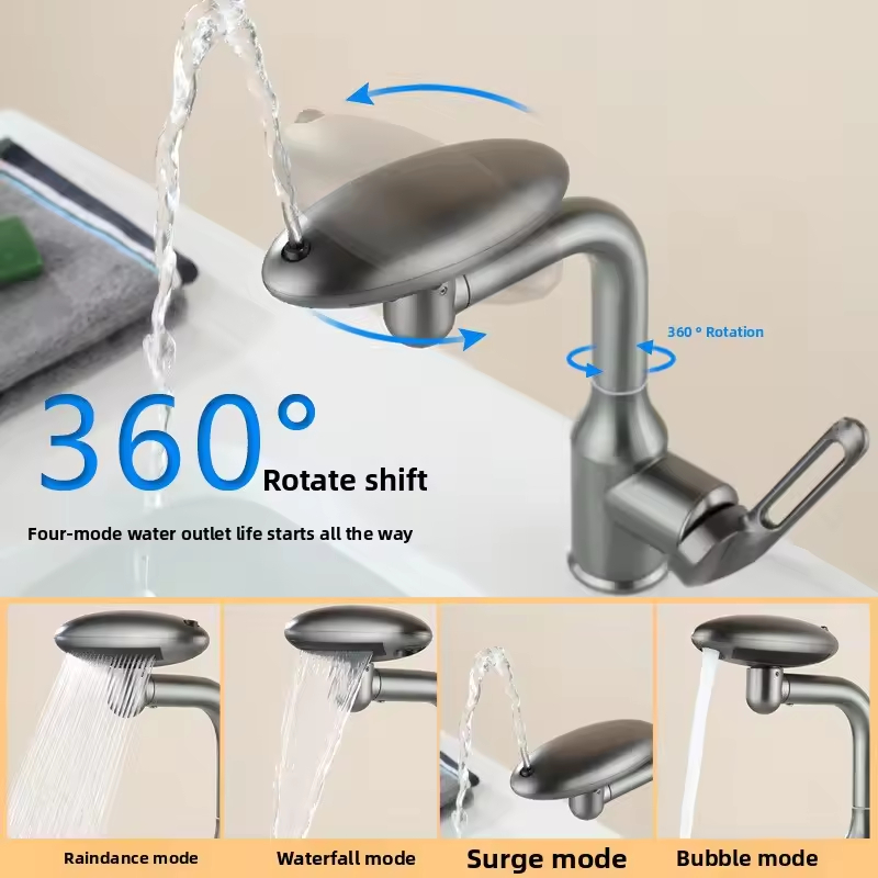 Creative spaceship multifunctional hot and cold basin faucet cheap bathroom sink faucet with ceramic valve core