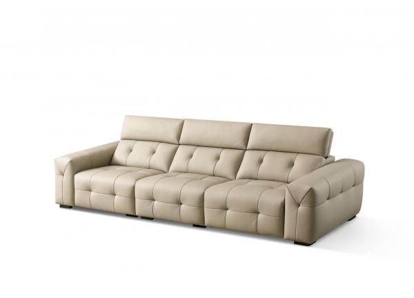 Hign Back Beige Leather Sofa