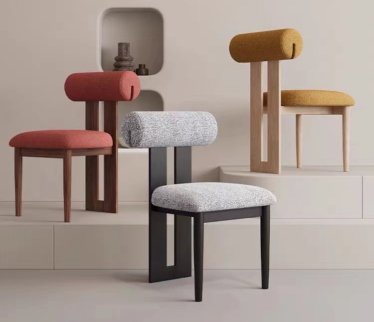 Unique Design Wood Legs Fabric Dining Chair