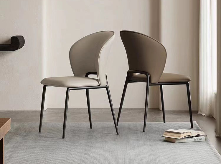 Metal Legs PU leather Dining Chair