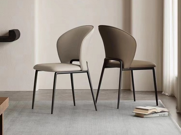 Metal Legs PU leather Dining Chair
