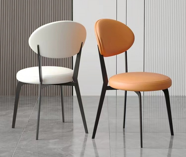 White PU Black Legs Dining Chair