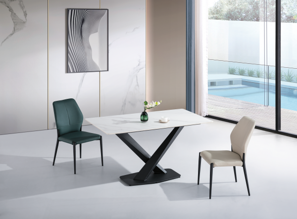 White Ceramic Top Dining Table Set