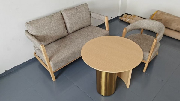 Wood Desk and Sofa Set