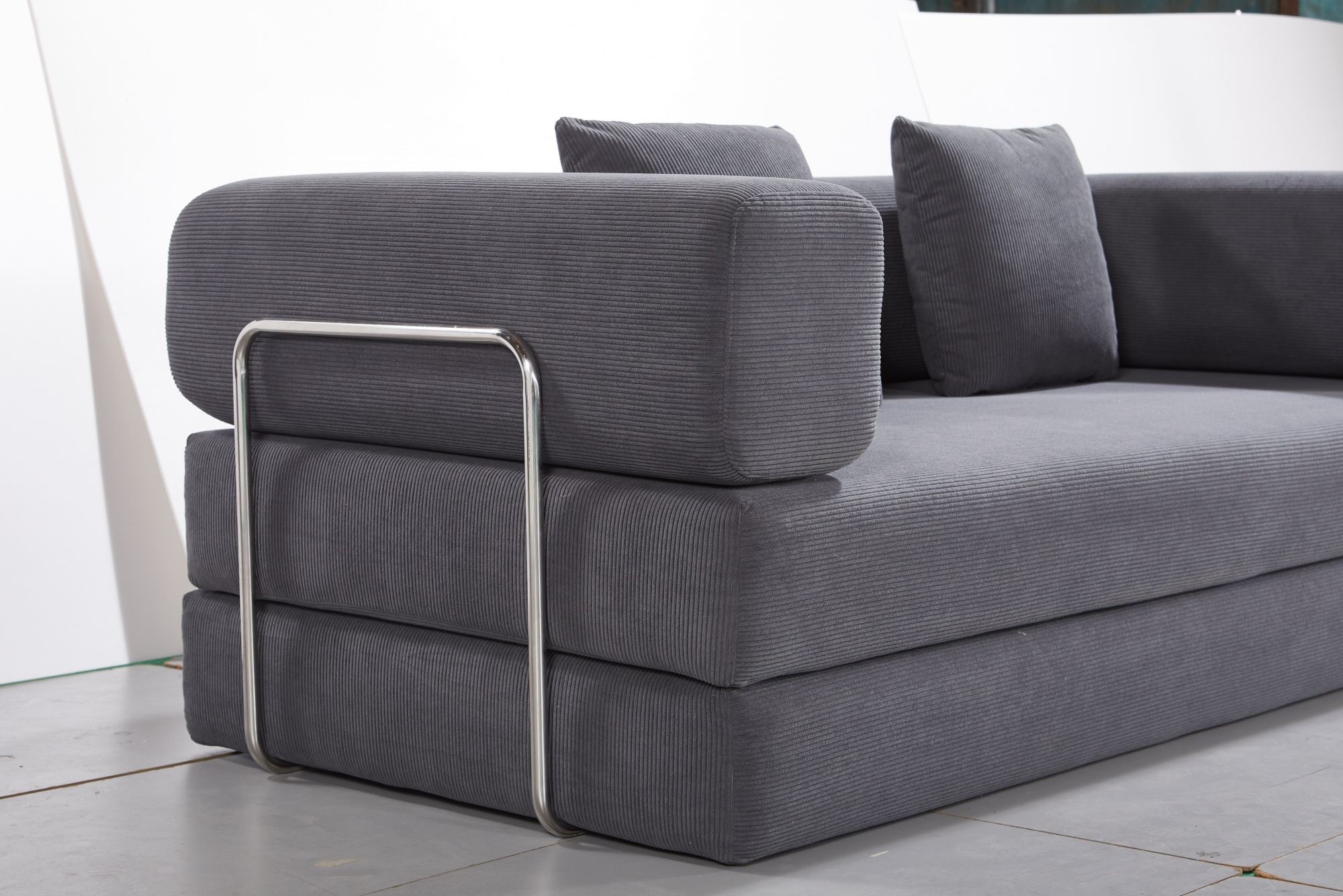 Gray Modular Love Seat Folding Compressed Sofa Bed