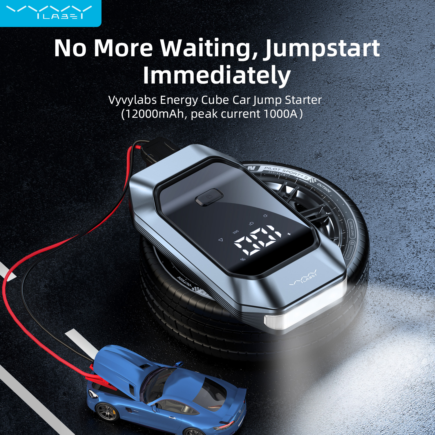 Vyvylabs Energy Cube Car Jump Starter （12000mAh, peak current 1000A） 