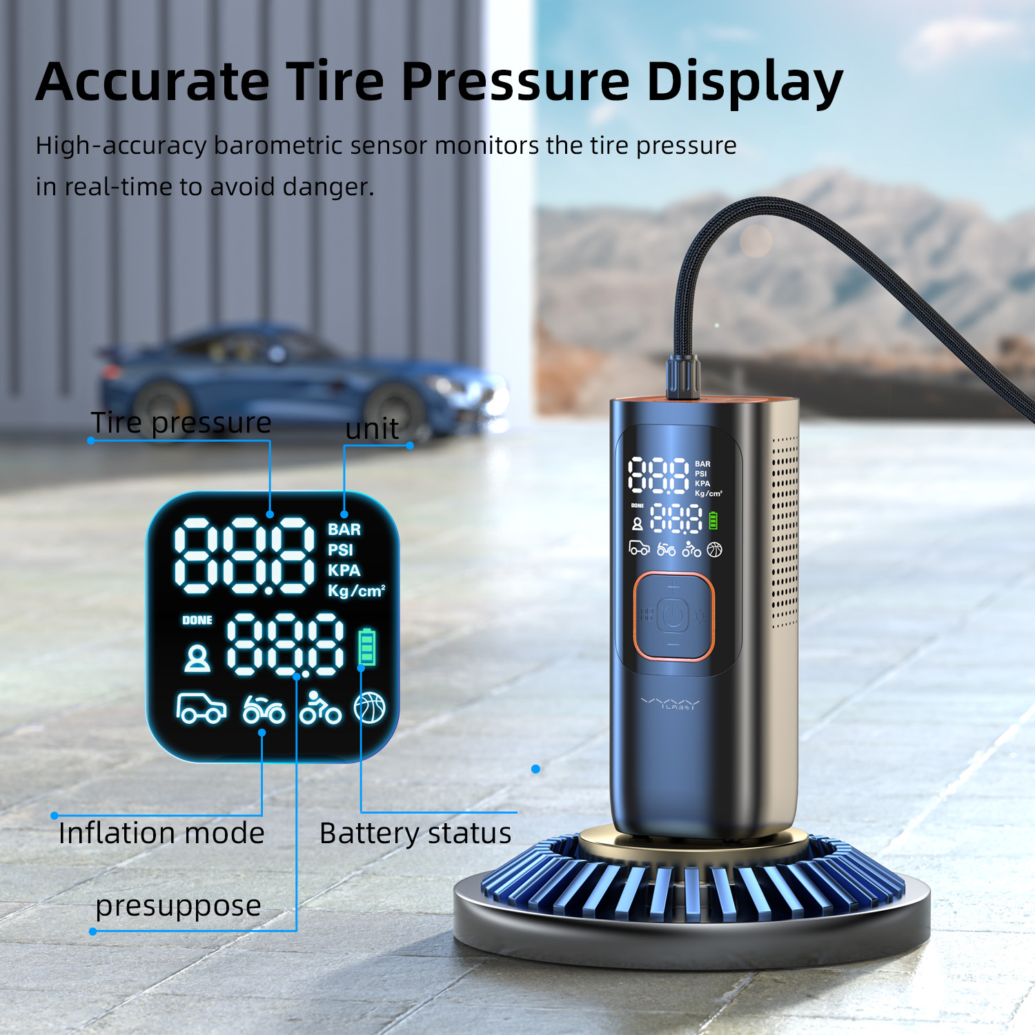 Vyvylabs AP02 Portable Inflator Pump 7500mAh 