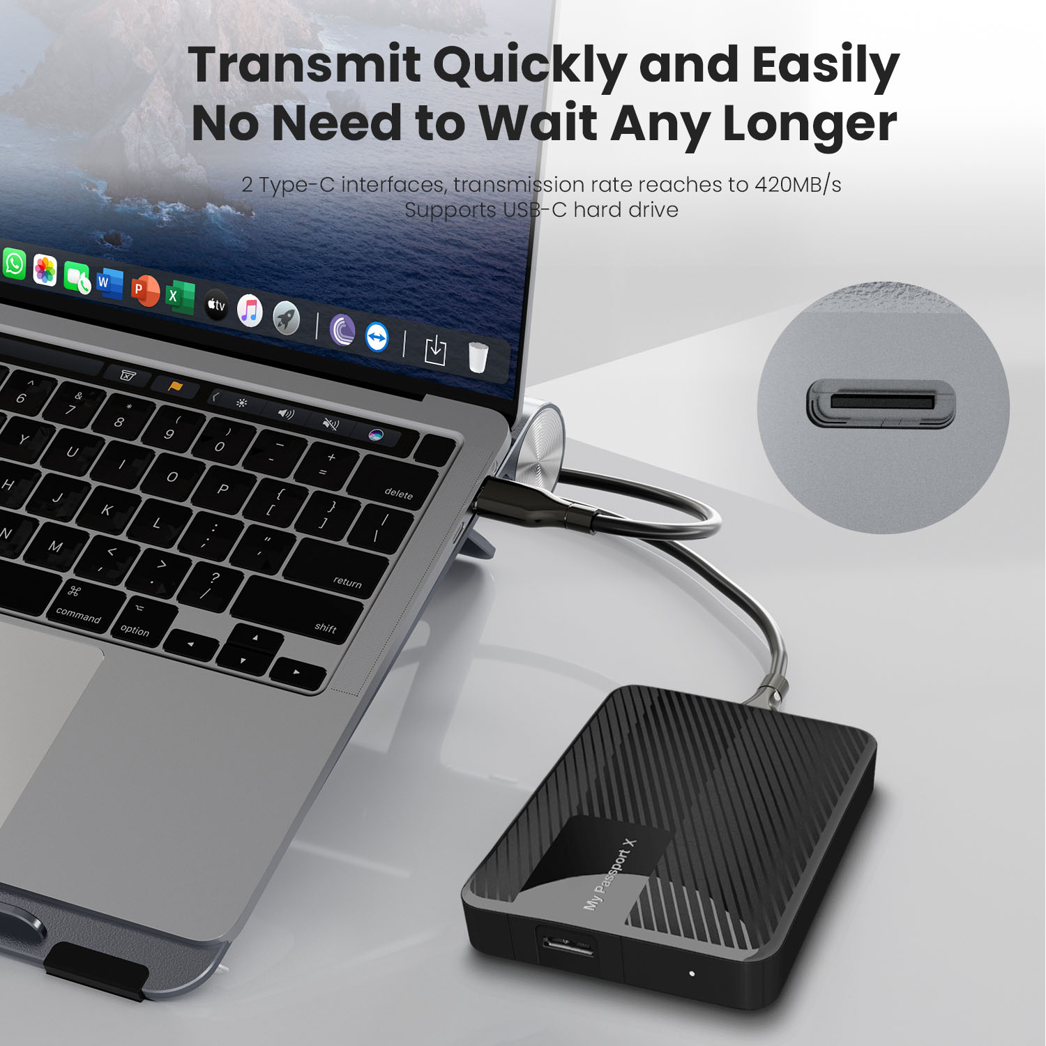 Vyvylabs Wisdom Series Laptop Stand 6-in-1 Multifunctional HUB Docking Station Gray（Type-C to HDMI*1+Type-C