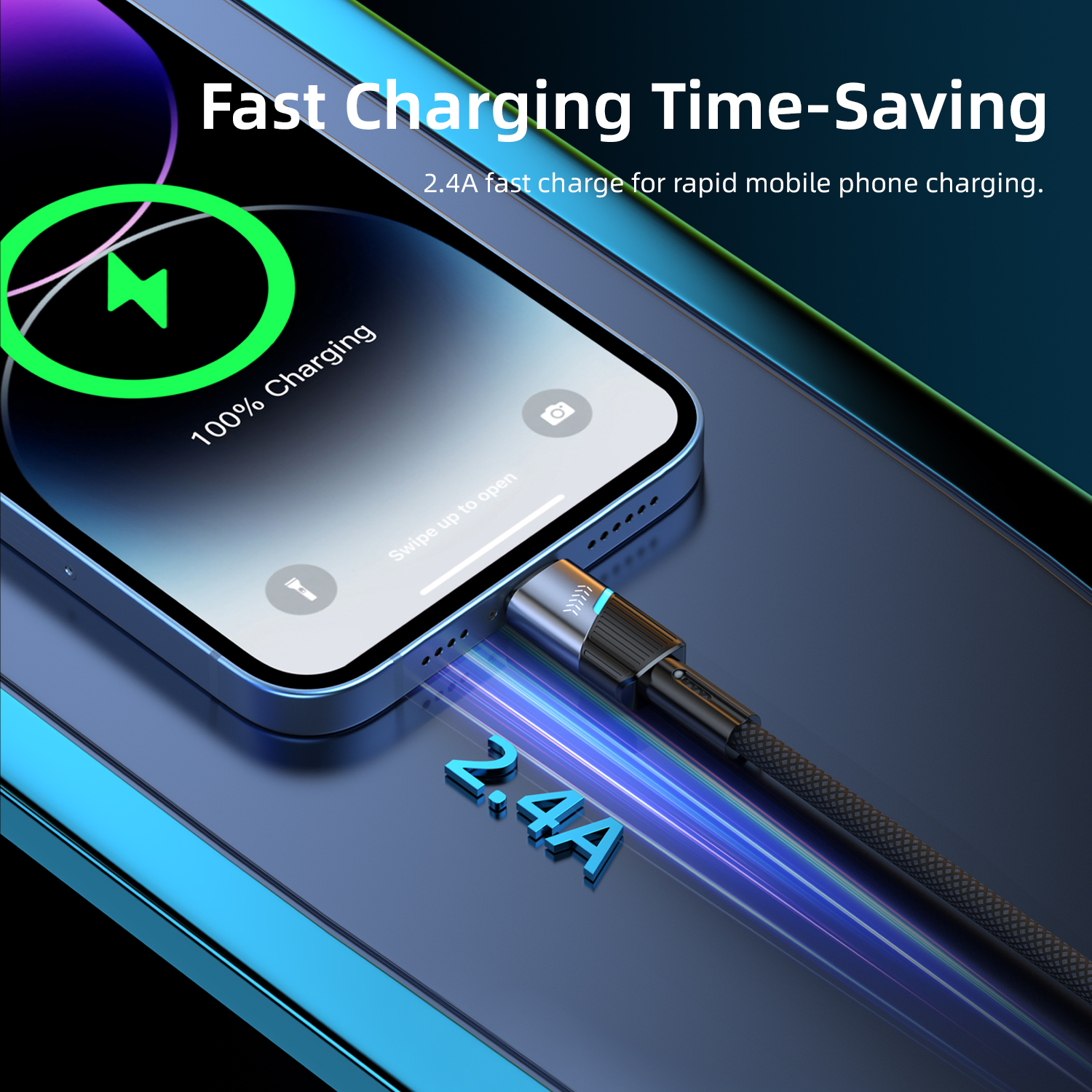 Vyvylabs Superb Series Fast Charging Cable USB to iP 2.4A