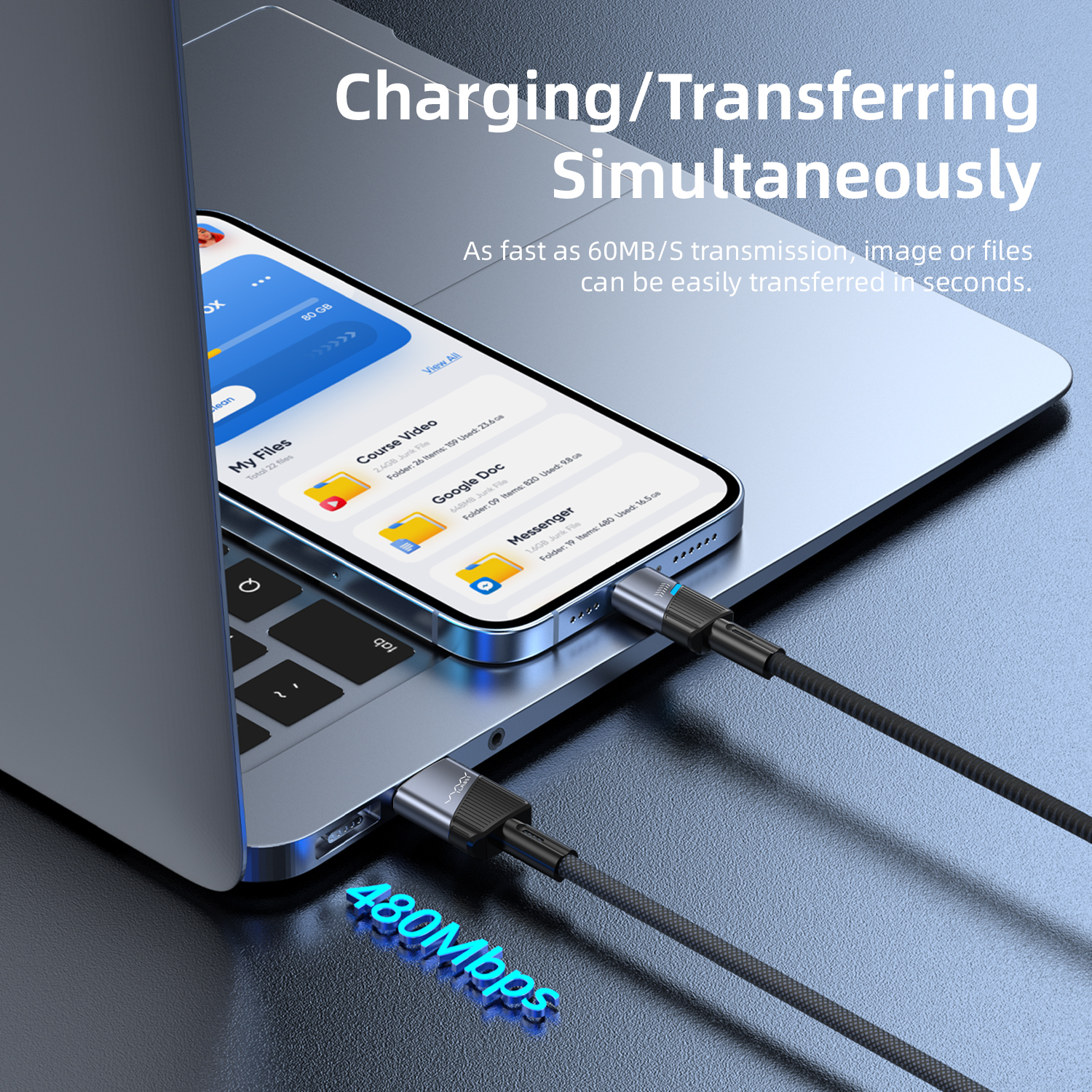 Vyvylabs Superb Series Fast Charging Cable USB to iP 2.4A