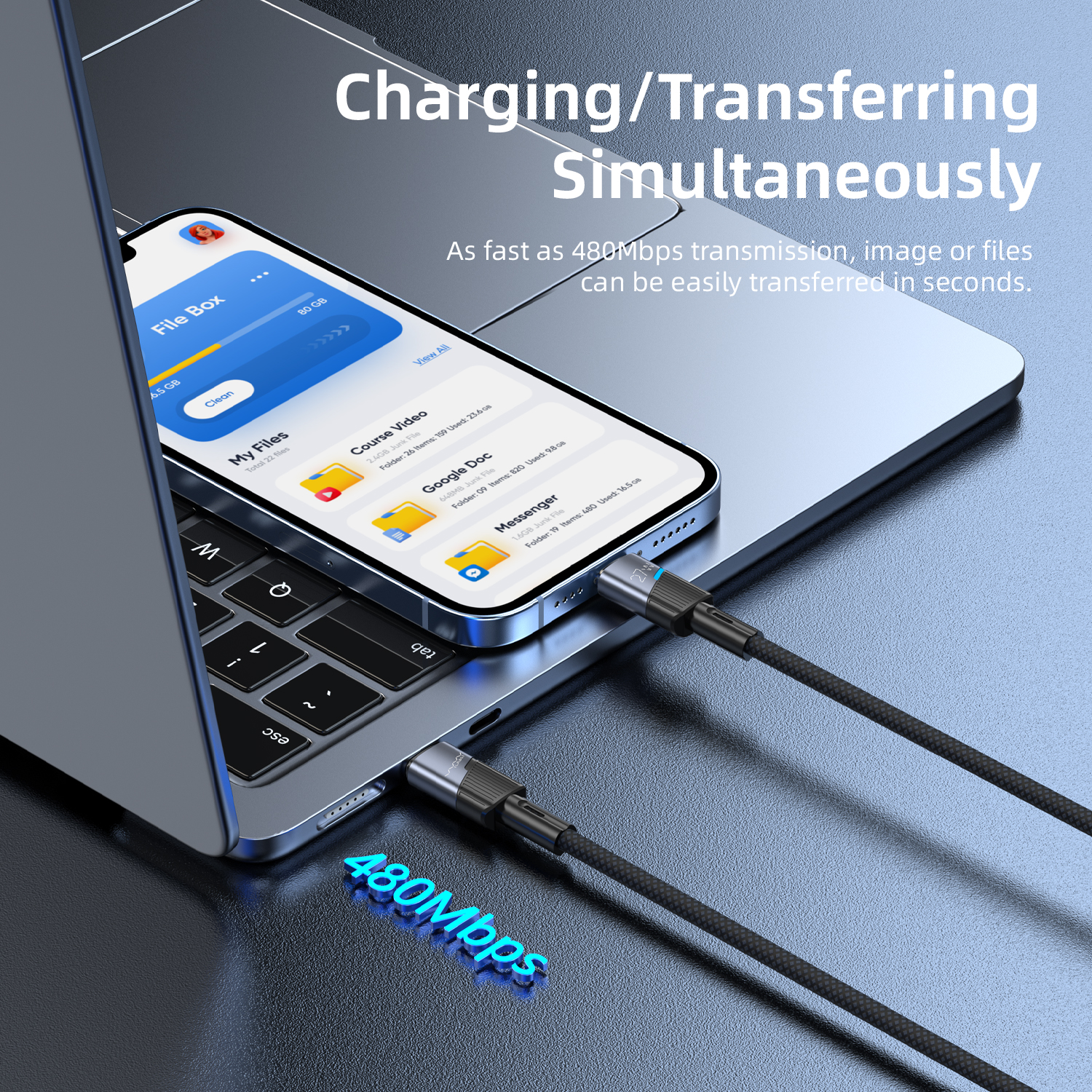 Vyvylabs Superb Series Fast Charging Cable Type-C to iP 27W