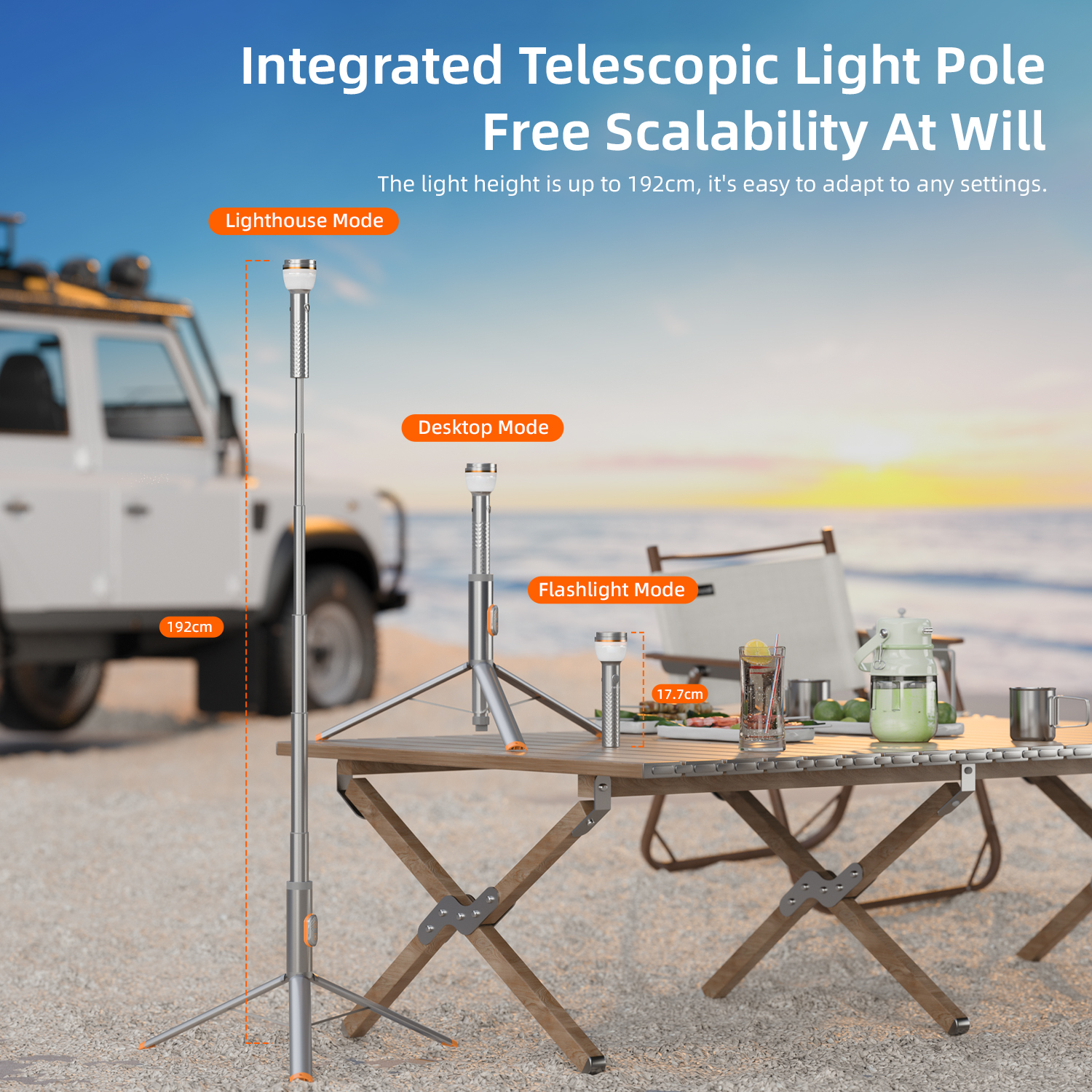 Vyvylabs X3 Multifunctional Outdoor Strong Light for Camping （with 192cm Stand）