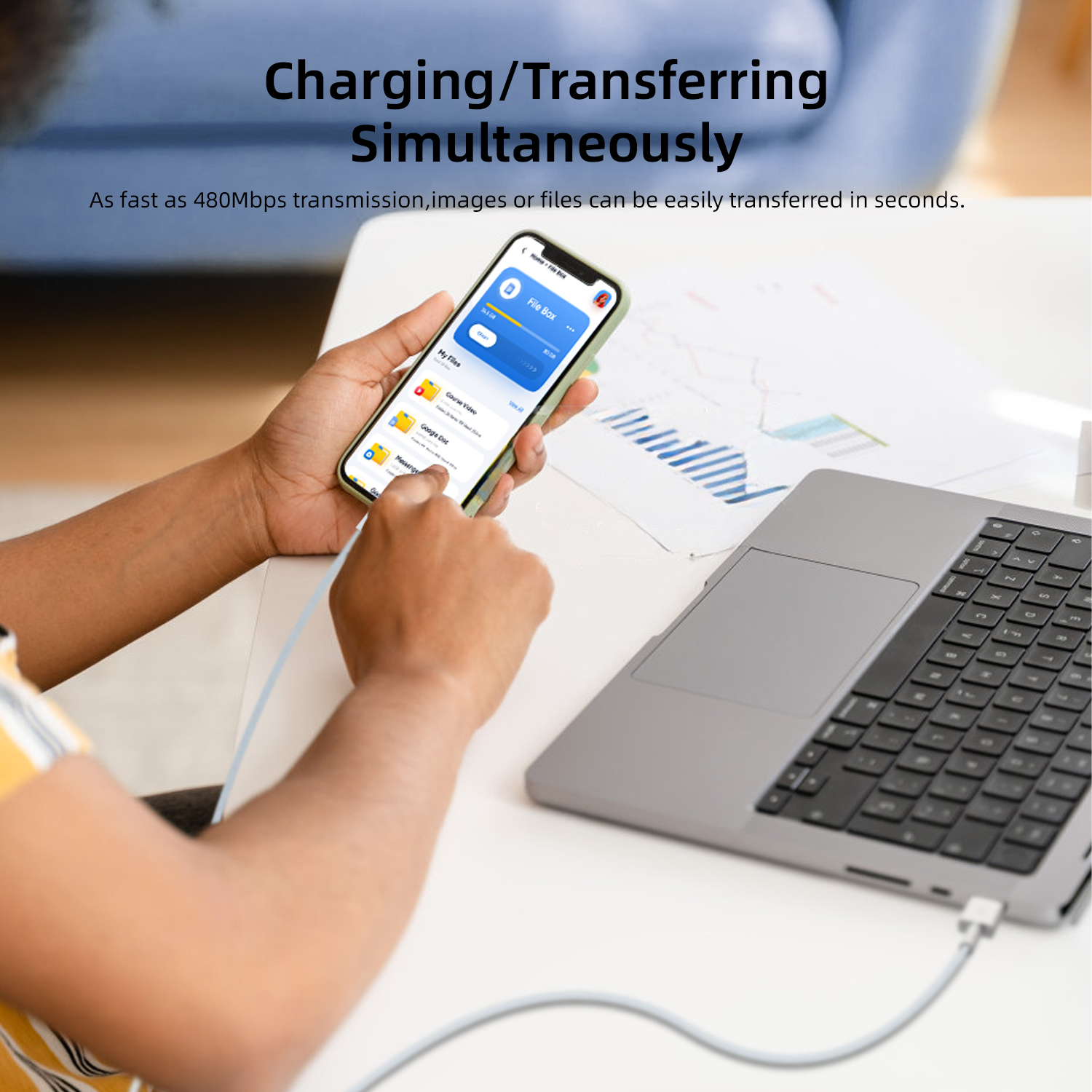 Vyvylabs Prime Series 3 in1 Fast Charging Cable USB to 2C+L 100W
