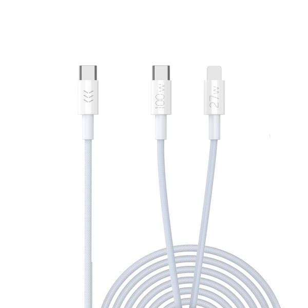 Vyvylabs Prime Series 2 in1 Fast Charging Cable Type-C to C+L 100W 