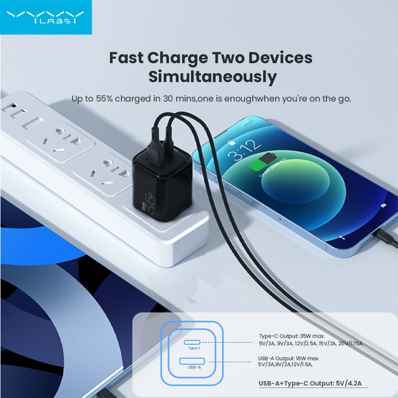 Vyvylabs GaN Fast Charger 35W A+C （US plug）