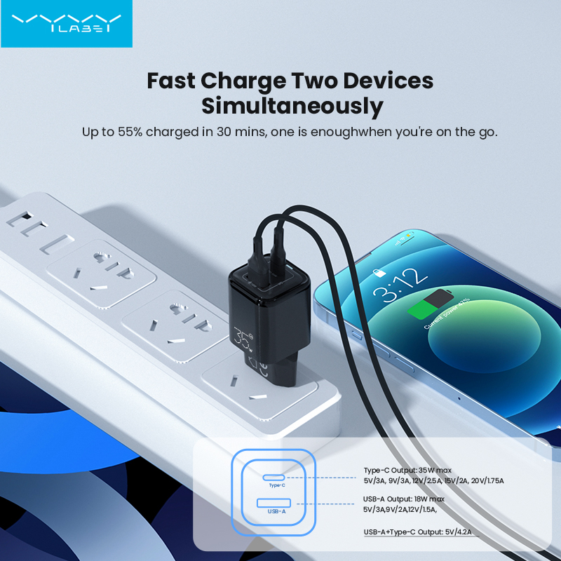 Vyvylabs GaN Fast Charger 35W A+C （EU plug）