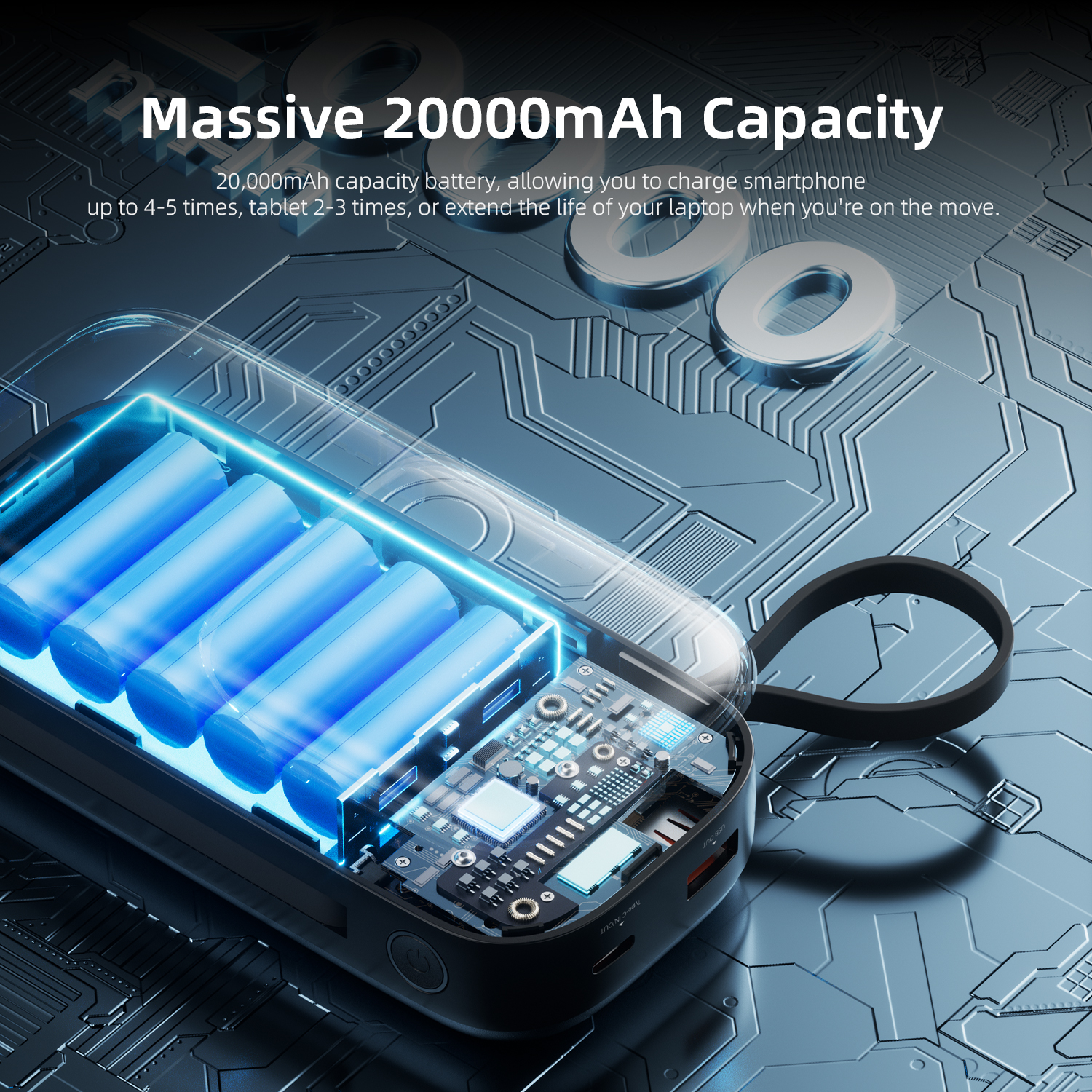 Vyvylabs Power Lite Digital Display Power Bank 20000mAh 65W （with C+L Fast Charging Cable）