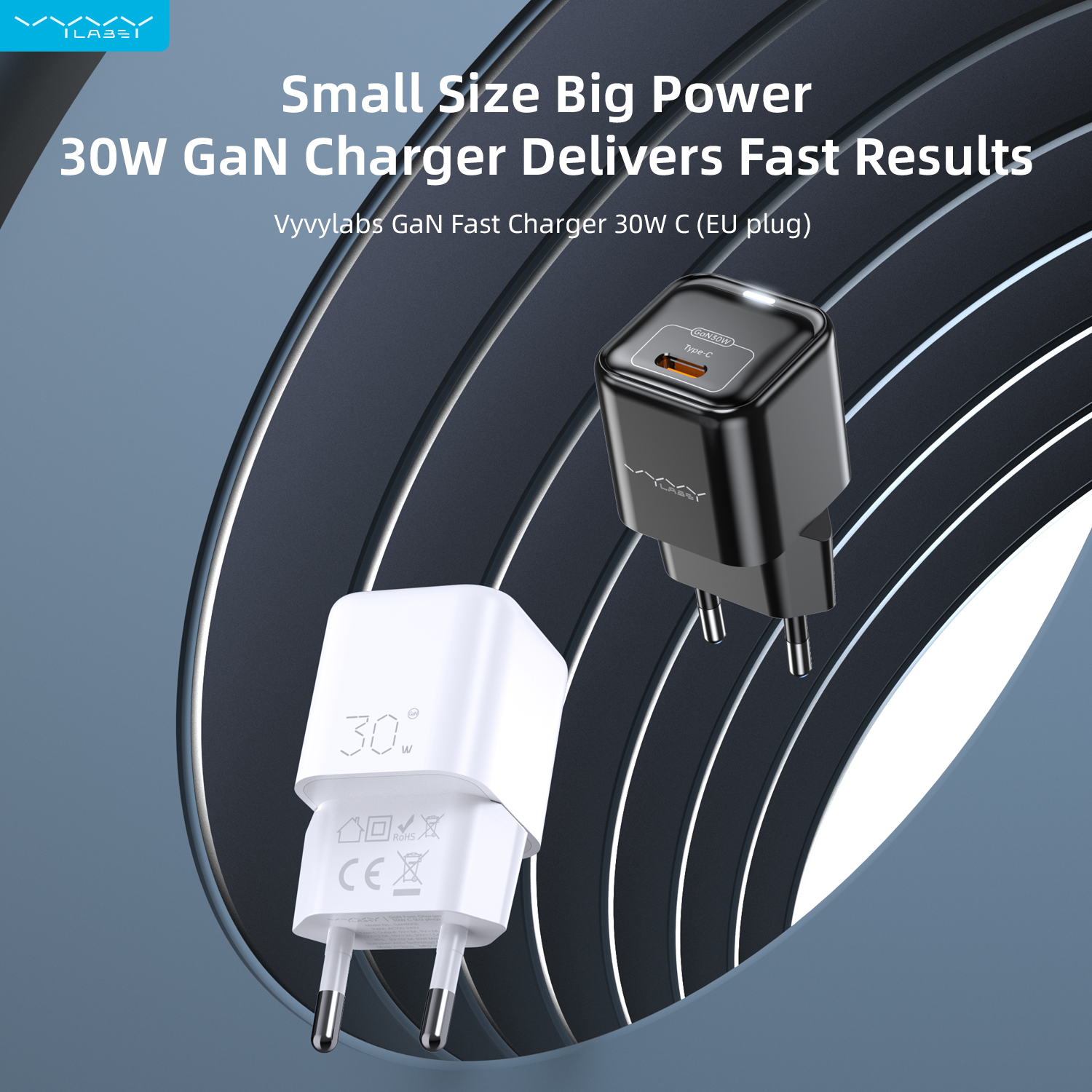 Vyvylabs GaN Fast Charger 30W C （EU plug） White