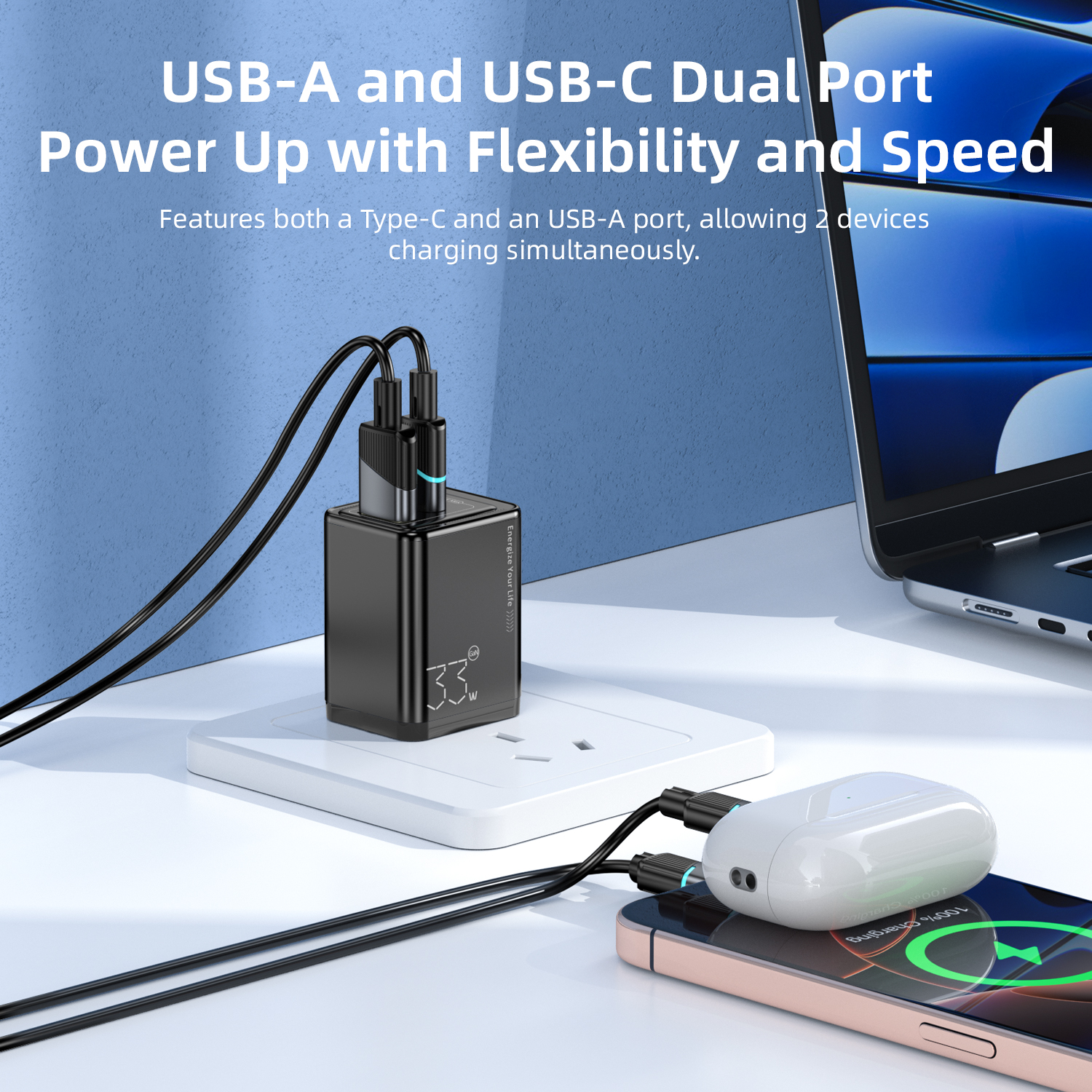 Vyvylabs GaN Cube（Support O/V/M）Fast Charger 33W A+C